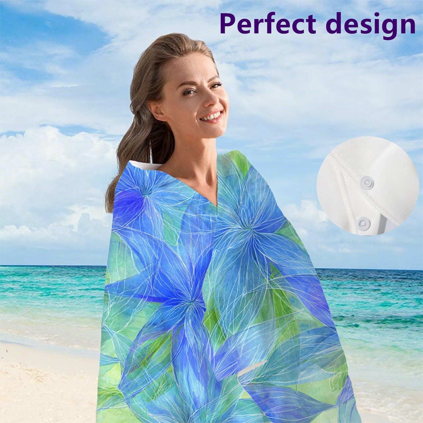 Telo Mare Microfibra 90x180 cm Telo Mare Grande, Asciugamano Palestra Assorbente Asciugatura Rapida, Asciugamano Mare Antisabbi Stuoia Spiaggia per Piscina, Viaggio 2 Set- Lago Blu-Verde G1-892