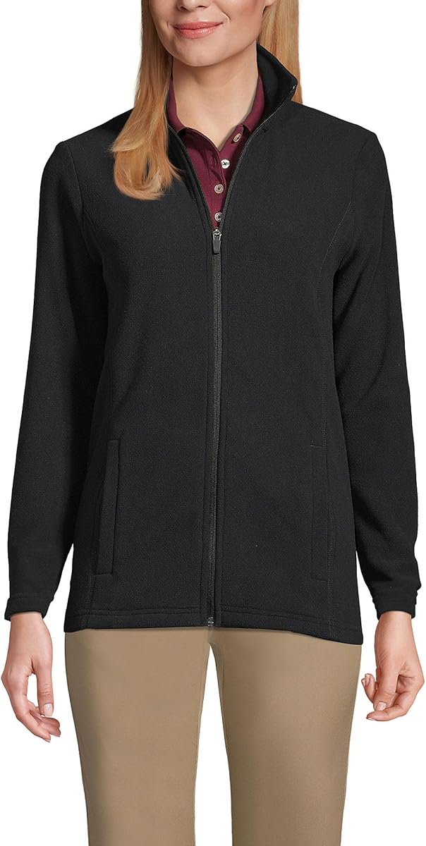 Lands' End Women's Tall Thermacheck 100 Fleece Jacket Small Black
