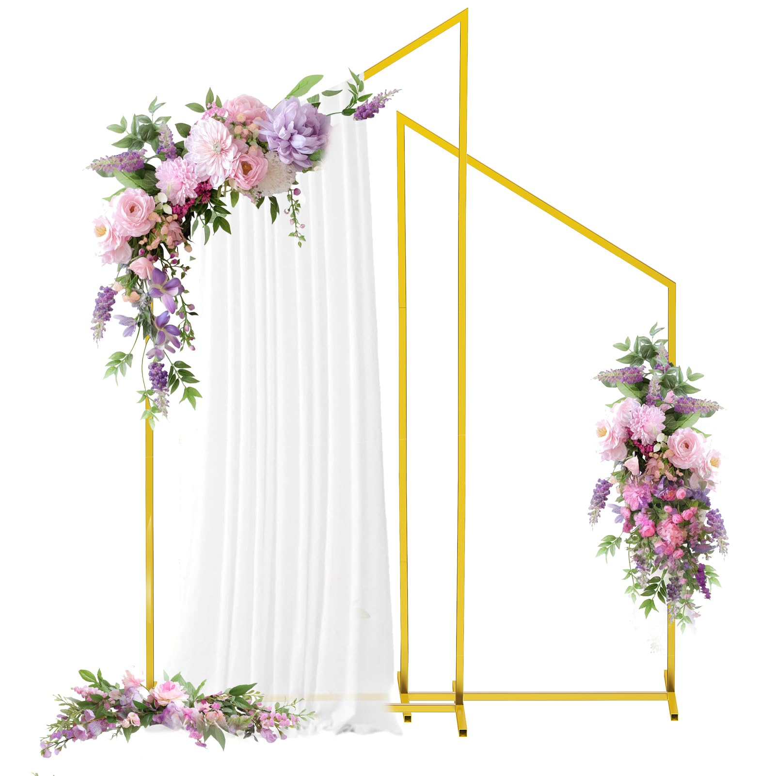 Set of 2 Gold Metal Arch Backdrop Stand (7.2FT/5.8FT) Balloon Arch Frame for Weddings Parties Birthdays Baby Showers Graduations and Holiday Ceremony Supplies Backdrop Frame and Arches for Backdrop