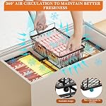 Large Freezer Organizer Bins,Upgraded Bottom Leak-Proof net,Fit 10 to 20 Cu Ft Chest Freezer,4Pack, Expandable Stackable Chest Freezer Containers with Handle(Black-4Pack)