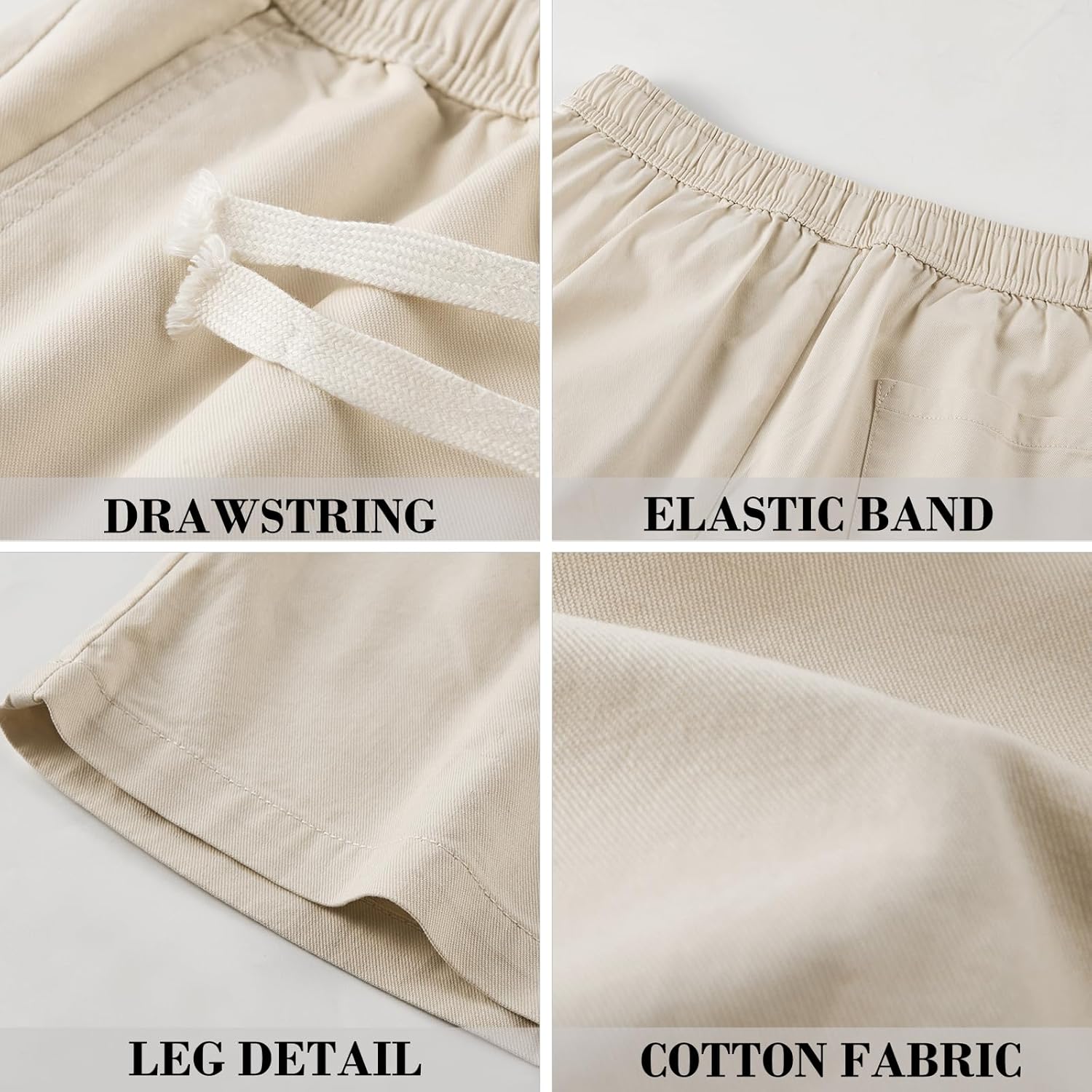 Msmsse Men's Cargo Shorts Elastic Waist Drawstring Summer Casual Cotton Work Athletic Shorts - Image 4