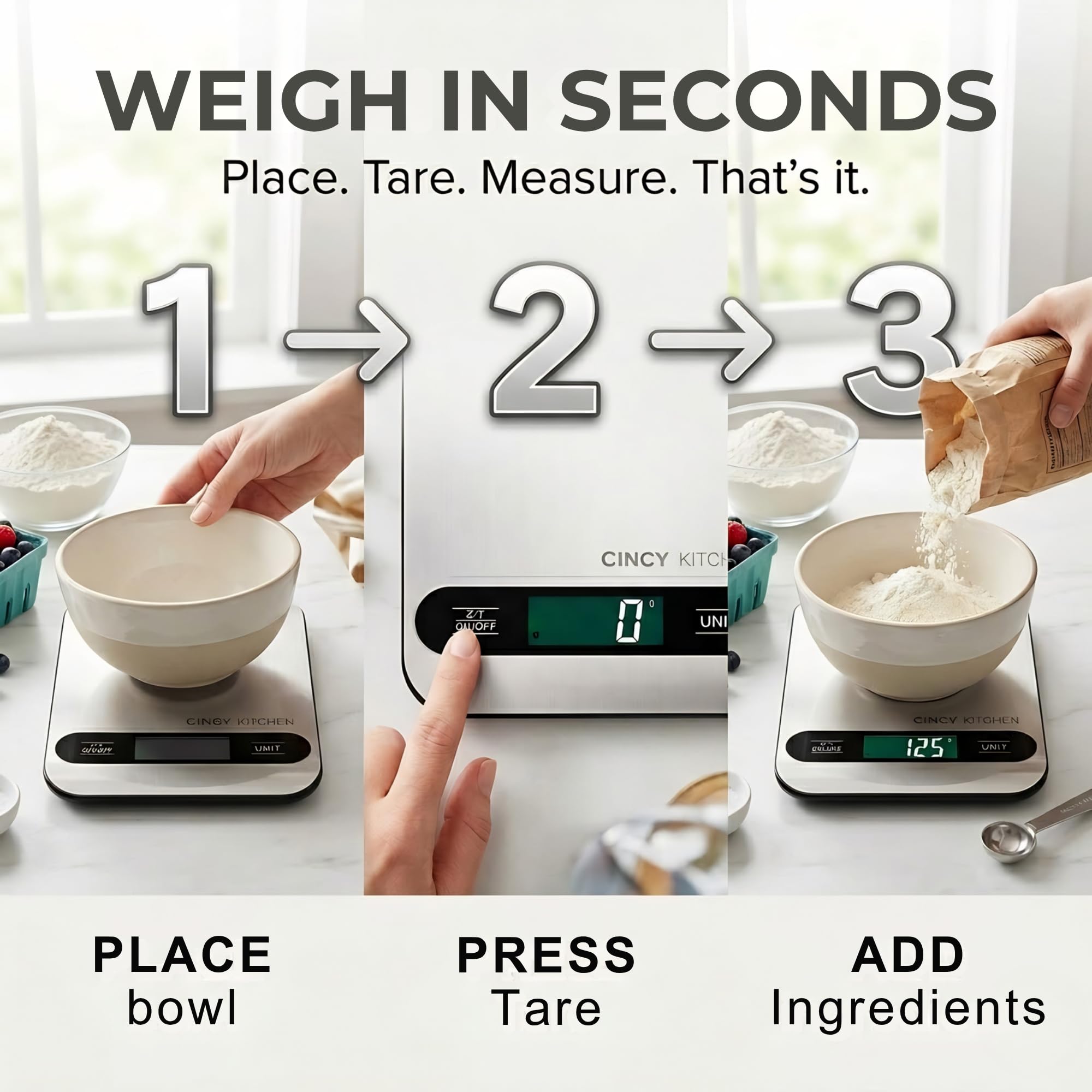 Báscula digital de alimentos para cocina, capacidad de 10 kg, precisión de 1 g, báscula de cocina de acero inoxidable con función de tara, 6 unidades (g/oz/lb/ml/kg), LCD grande, preparación de