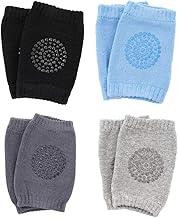 4 Pairs Baby Crawling Knee Pads Non-Slip Elastic Baby Knee Pads with Rubber Dots for Boys Girls 0-24 Months