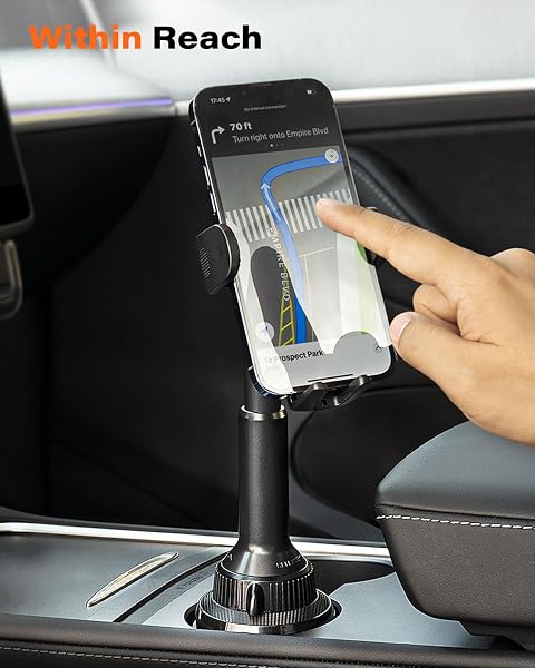 APPS2Car Support Telephone Voiture Porte Gobelet, Compatible avec Smartphone iPhone 13 12 11, Pro, XS, Max, XR, X Samsung Galaxy S10 Plus, S9, S8 Note 10 - 2