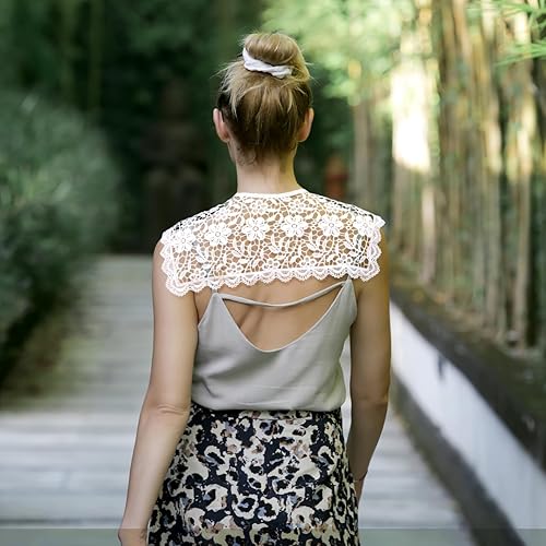 Miniatura 6 de GALPADA Collar falso desmontable para mujeres y niñas, cuello de encaje, cuello blanco, cuello falso, chal para vestido