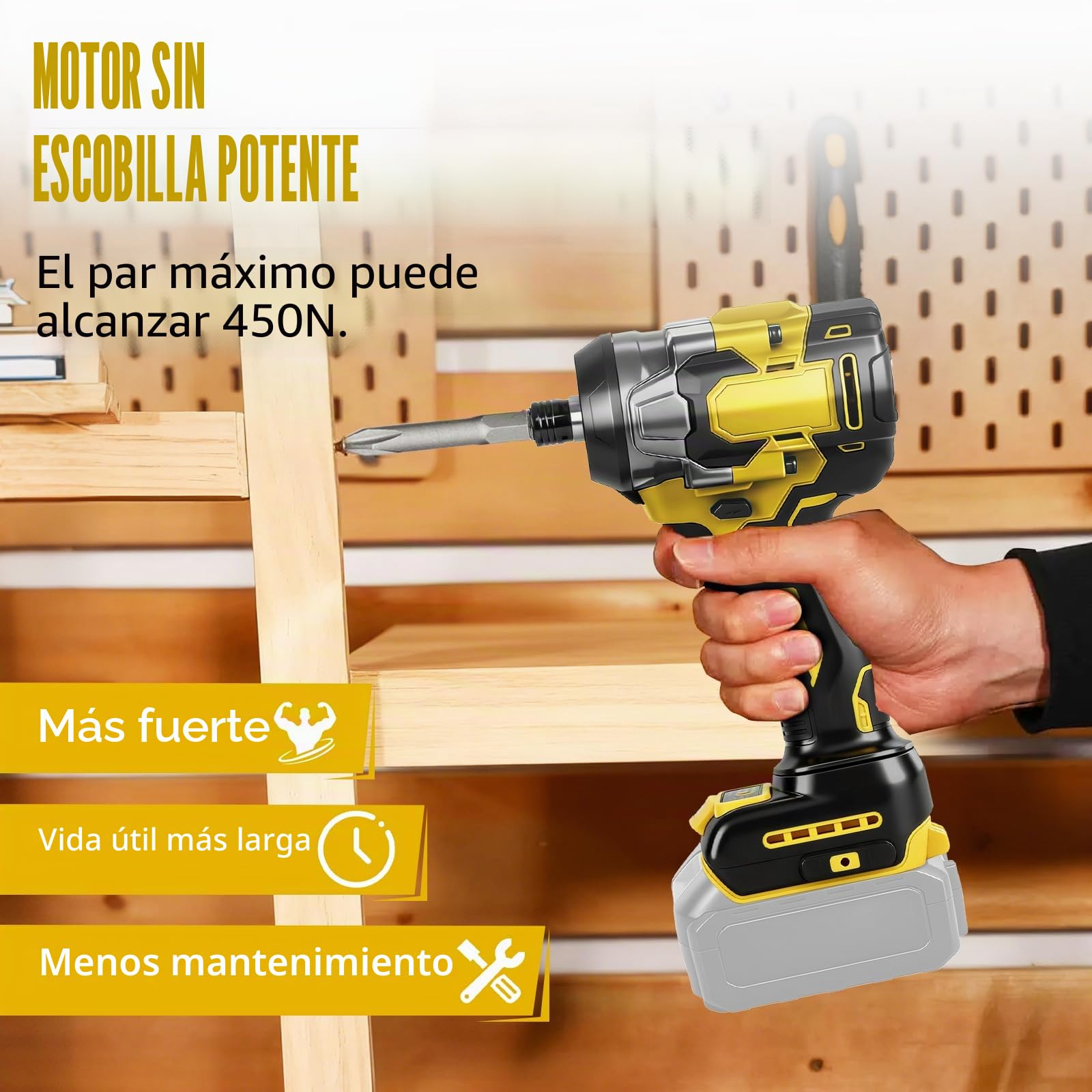 450N Taladro atornillador de percusión inalámbrico de 1/4" para DeWalt 20V
