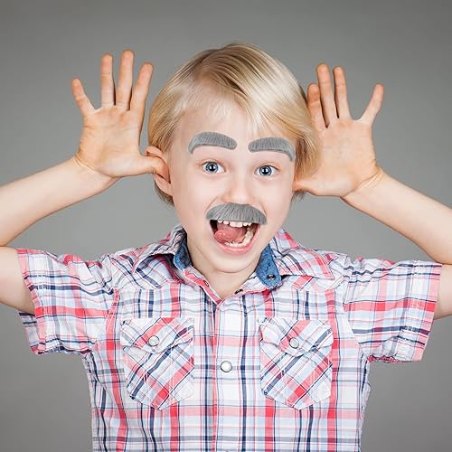 Miniatura 5 de 4 juegos de bigote y cejas de anciano, accesorios de disfraz de abuelo, cejas autoadhesivas, barba, juego de cosplay para niños y niñas, cosplay,