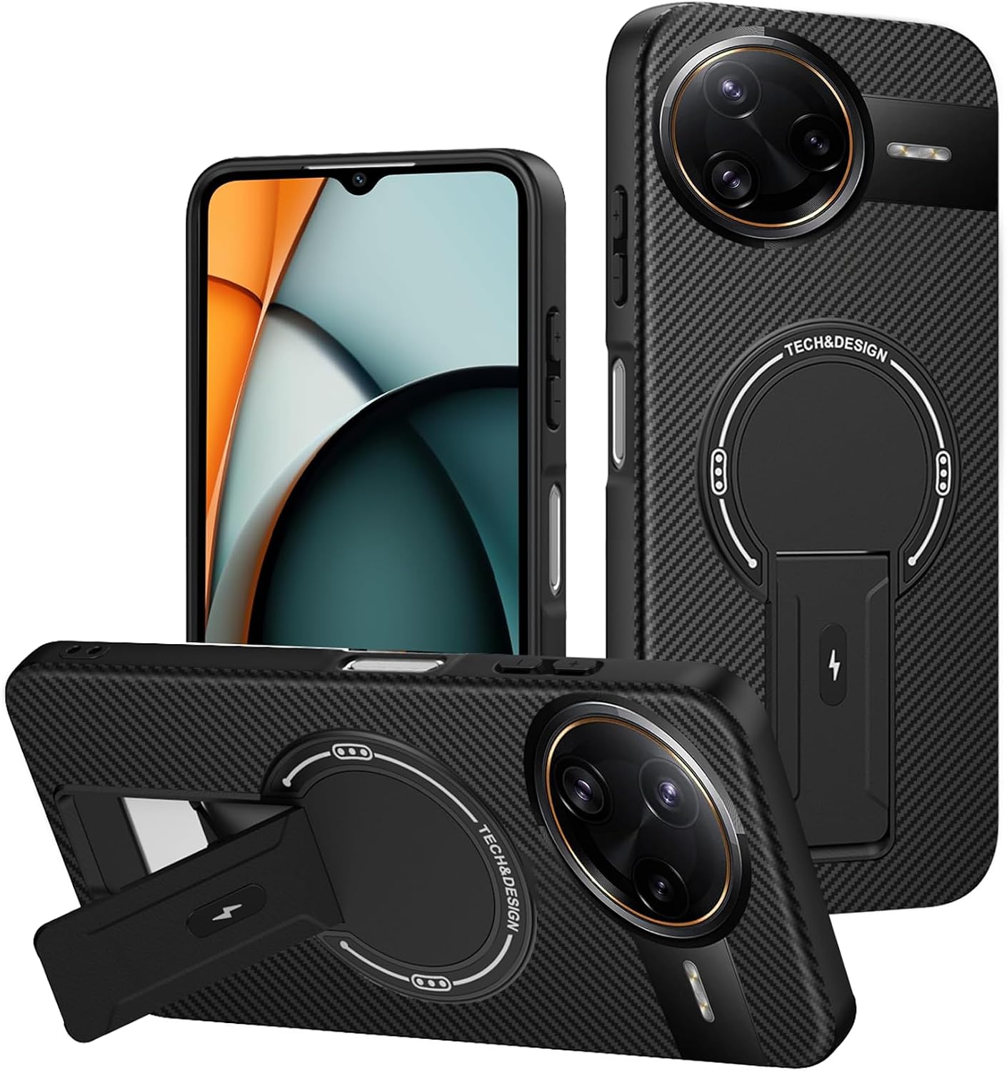 Case for Xiaomi Poco F7 Ultra 5G Ultra Thin Shockproof Protective Case with Foldable Stand Magnetic Case Made of Carbon Fibre Scratch-Resistant Mobile Phone Case for Xiaomi Poco F7 Ultra