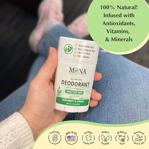 Miniatura 3 de MONA BRANDS - Desodorante natural para mujeres y hombres  Para pieles sensibles  Sin aluminio ni bicarbonato de sodio  (BERGAMOT LIMON 1.76 Oz)