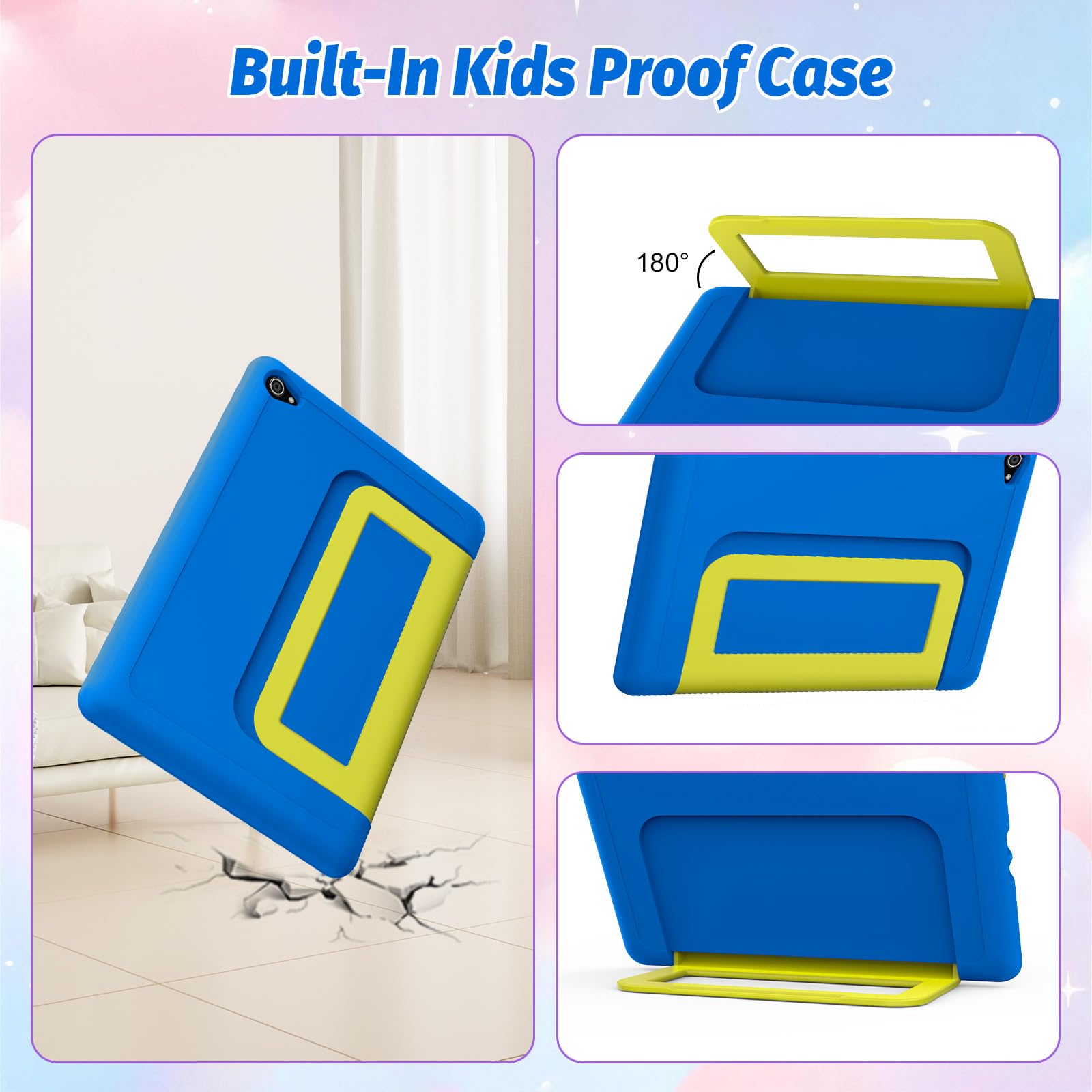 Kids Tablet 10 Inch, Android 15 Tablet for Kids | 20GB+64GB+1TB Expand | Face ID & Parental Control | 5000mAh & Fast Charging | 5MP+8MP | WiFi 6 | BT 5.3 | Protective Case,Blue — view 8
