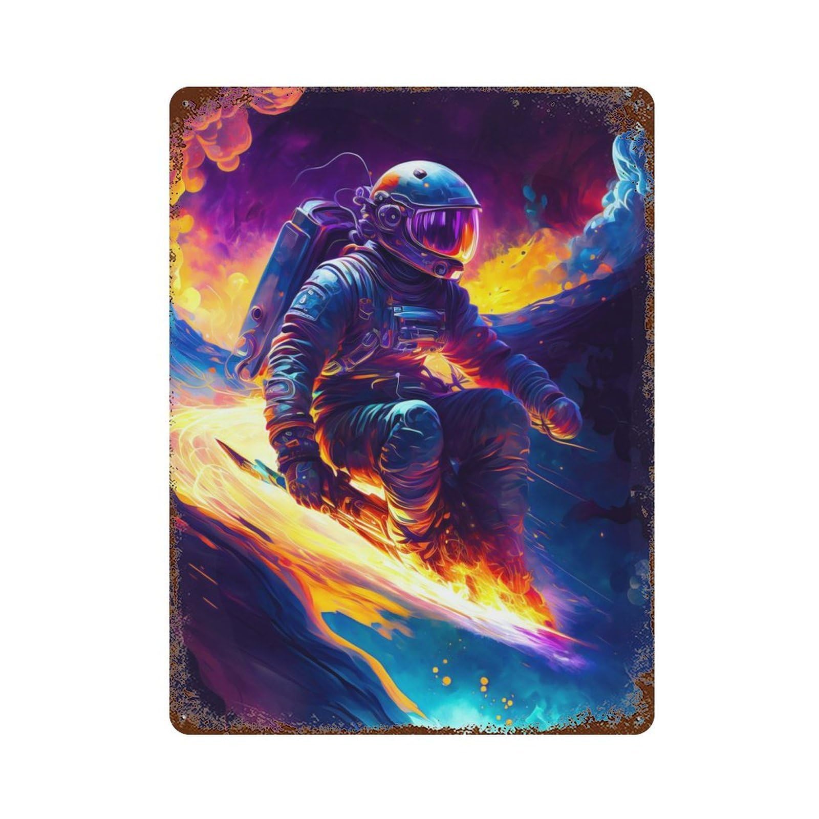 ASTRO Skater Rustic Tin Plaque 15.7"x11.8", Ideal for Shed, Workshop And Garage Wall Decor