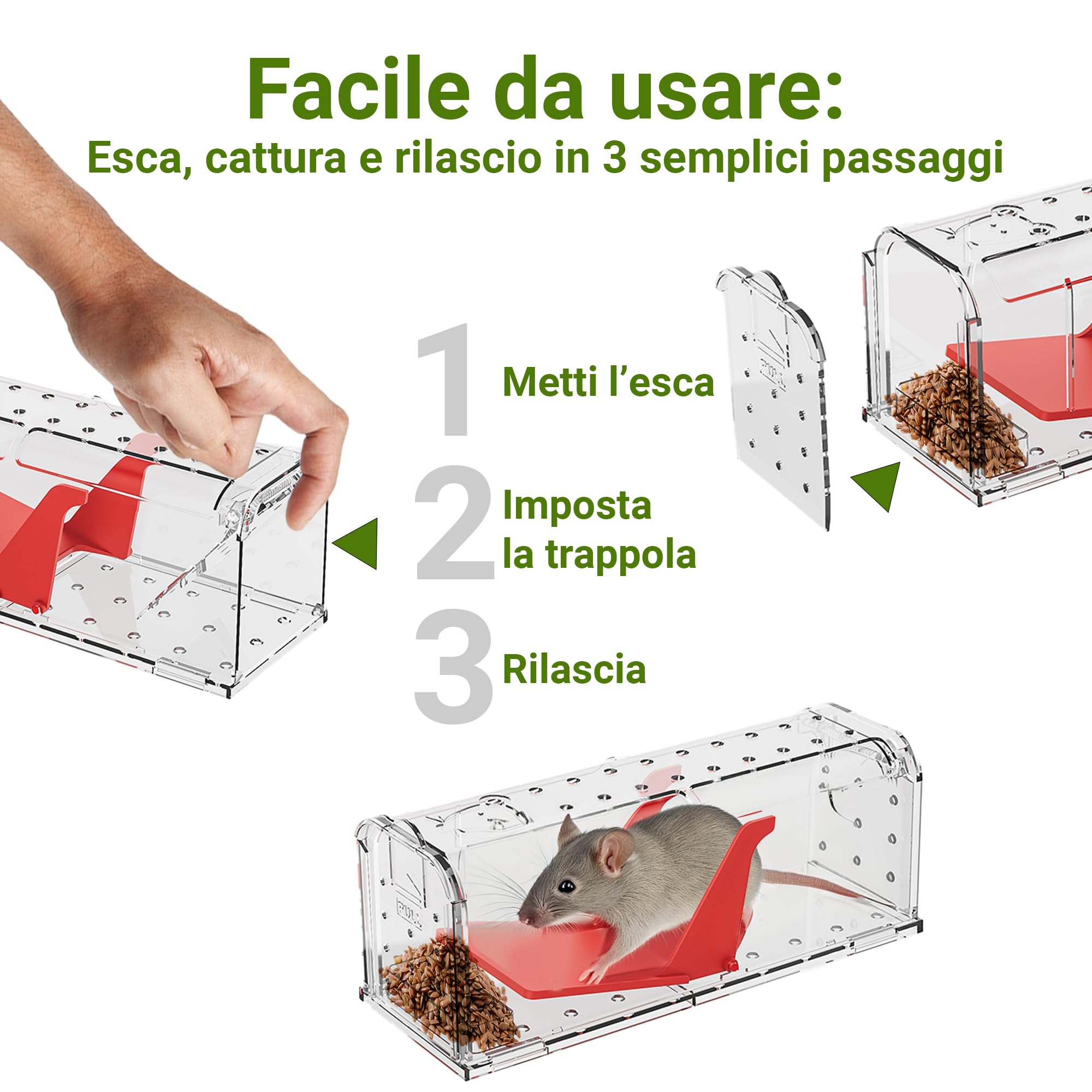 Critterkill Trappola Per Topi Umanitaria XL – Confezione Da 2 – Riutilizzabile