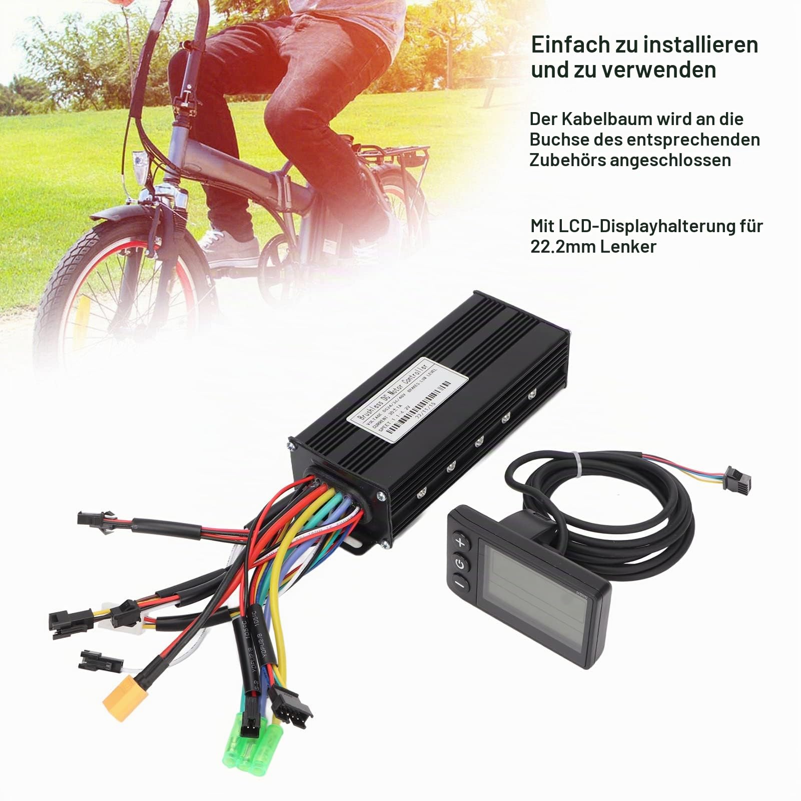 BuyWeek Brushless Motor Controller Kit, DC 24V 36V 48V 750W 1000W 30A Sinuswelle Bürstenlose Controller S866 LCD Display Kit für Elektrofahrrad Elektroroller