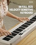 Donner DEP-1 Clavier pour piano 88 Clés, Piano numérique débutant Clés sensibles à la vélocité, Pian électrique portable avec support, Pédale de maintien, étui et clavier, blanc