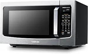 TOSHIBA ML-EM45PIT(SS) Countertop Microwave Oven with Inverter Technology, Kitchen Essentials, Smart Sensor, Auto Defrost, 1.6 Cu.ft, 13.6" Removable Turntable, 33lb.&1250W, Stainless Steel