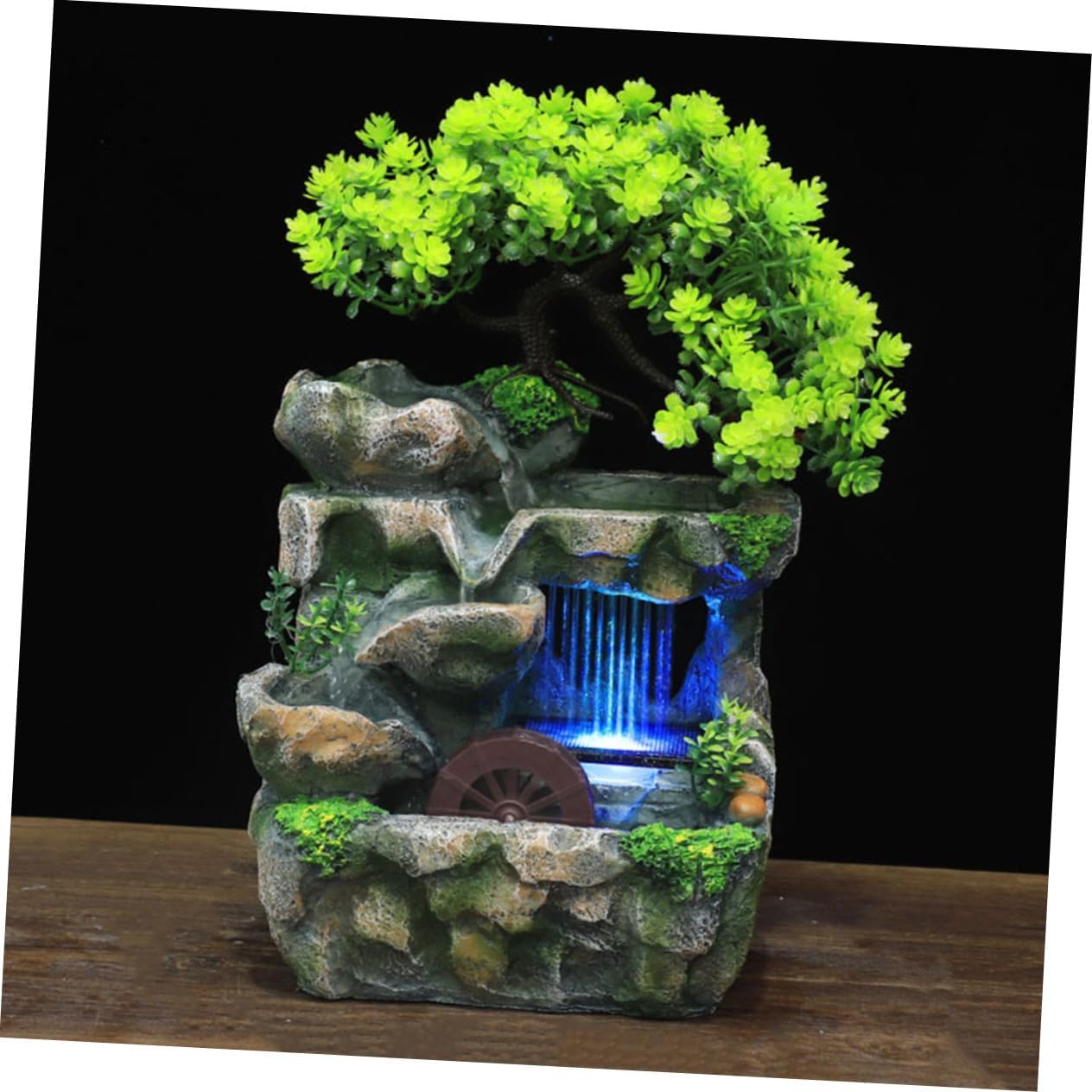 Modern Desk Water Fountain Zen Decor Small Water Feature Realistic Waterfall Mini Tabletop