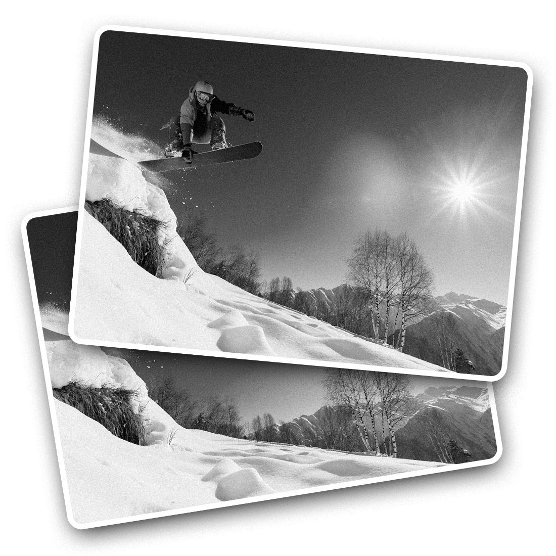Destination Vinyl Ltd Multi 2 X 7.5Cm Rectangle Vinyl Stickers Snowboarder Snowboarding Snow Ski 40806