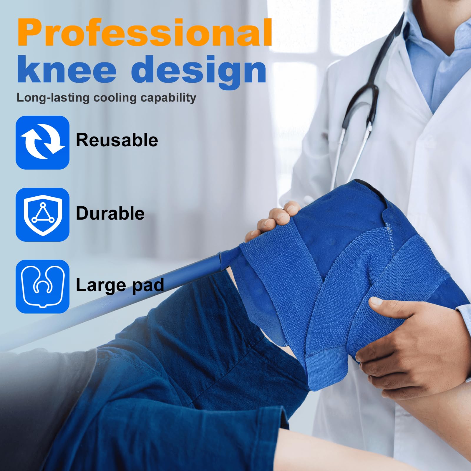 Máquina de terapia de frío para dolor de rodilla, máquina de crioterapia con rodillera flexible, función de temporización, bomba silenciosa para hinchazón, esguinces y lesiones