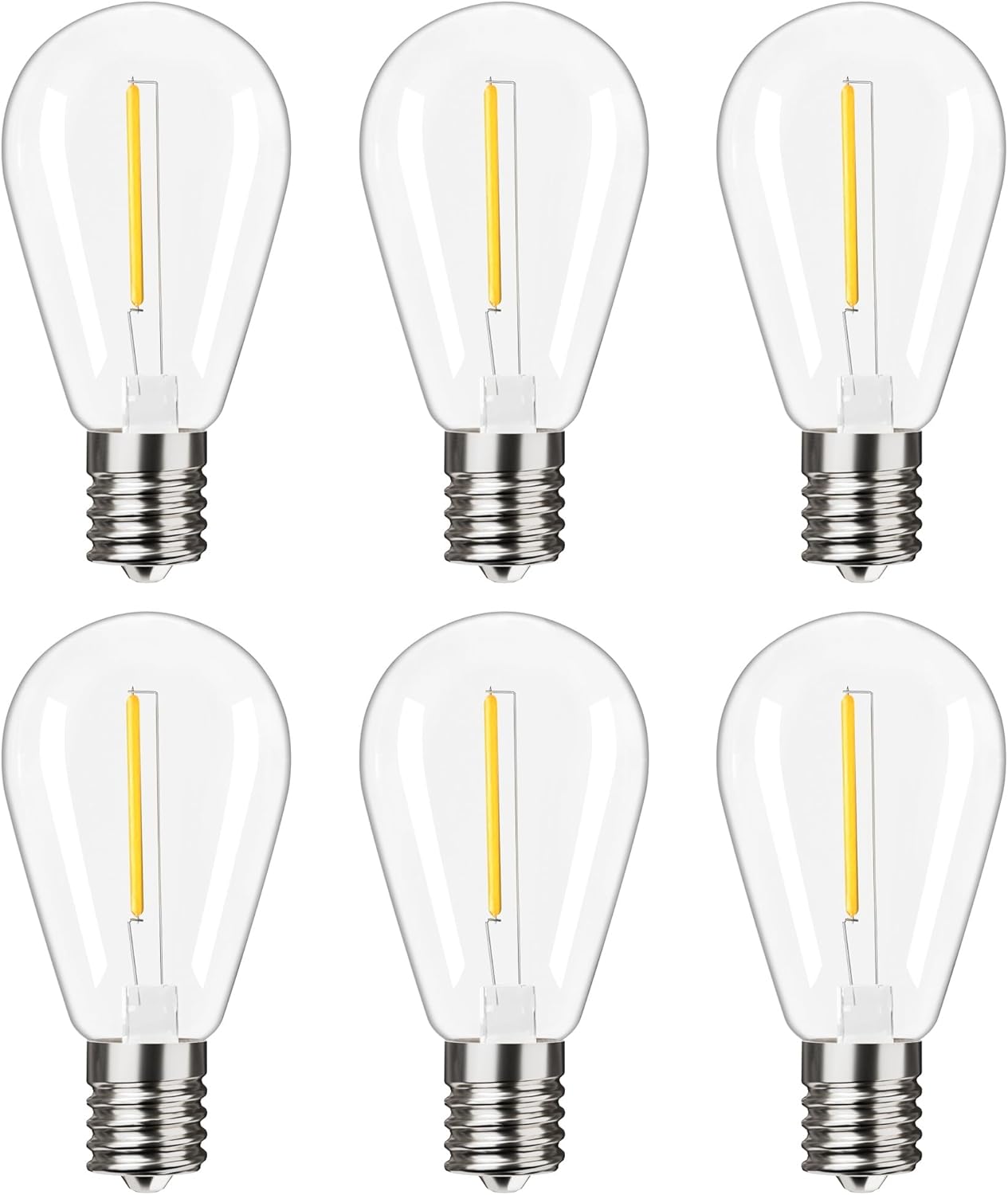 Torkase S14 LED Bulbs for Solar String Lights, 3V Low Voltage Replacement Bulbs, 2.5W Shatterproof Edison Lights, 2200K Warm White, E17 Base Outdoor Patio, Garden & Bistro Lighting, Dimmable