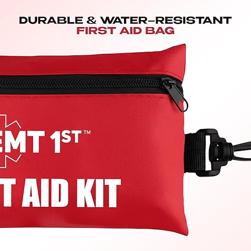 Miniatura 4 de Mini botiquín de primeros auxilios  Kit de emergencia de viaje y coche con vendas, torniquete, lavado de ojos y máscara de RCP  Funda de nailon