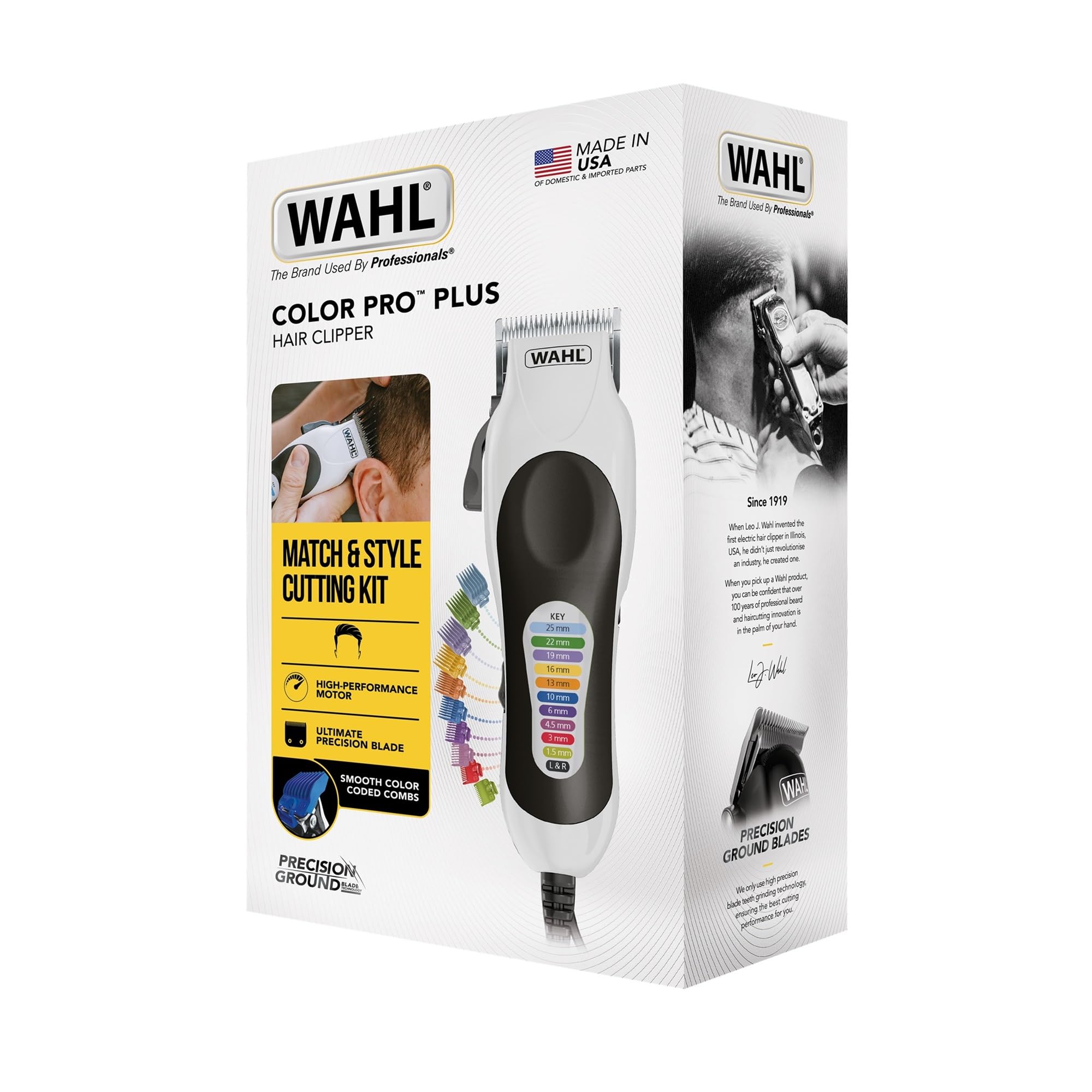WAHL Color Pro Tondeuse Cheveux Filaire avec Levier Dégradés 10 Sabots 33 Longueurs de Coupe