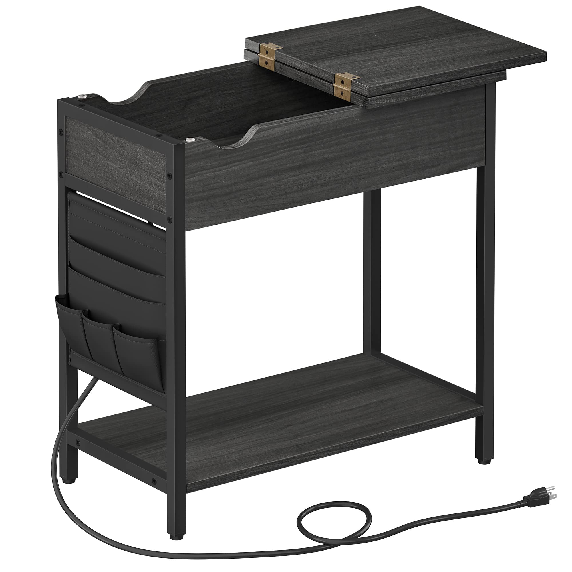 VASAGLE Side Storage, End Table with USB Ports and Outlets, Nightstand