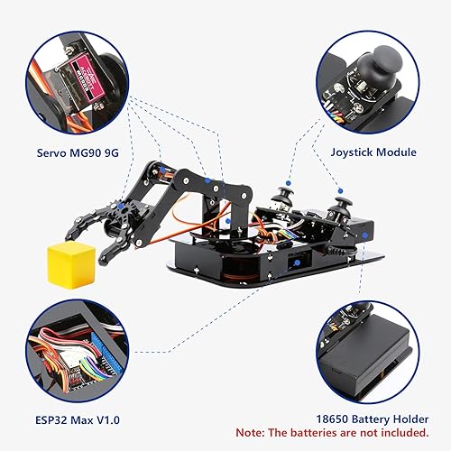 Miniatura 7 de ACEBOTT Kit de Brazo Robótico de 4 DOF ESP32 para Niños de 8-12 años, Kit de Robótica con Control Remoto por App, Juguetes Robóticos Compatibles con