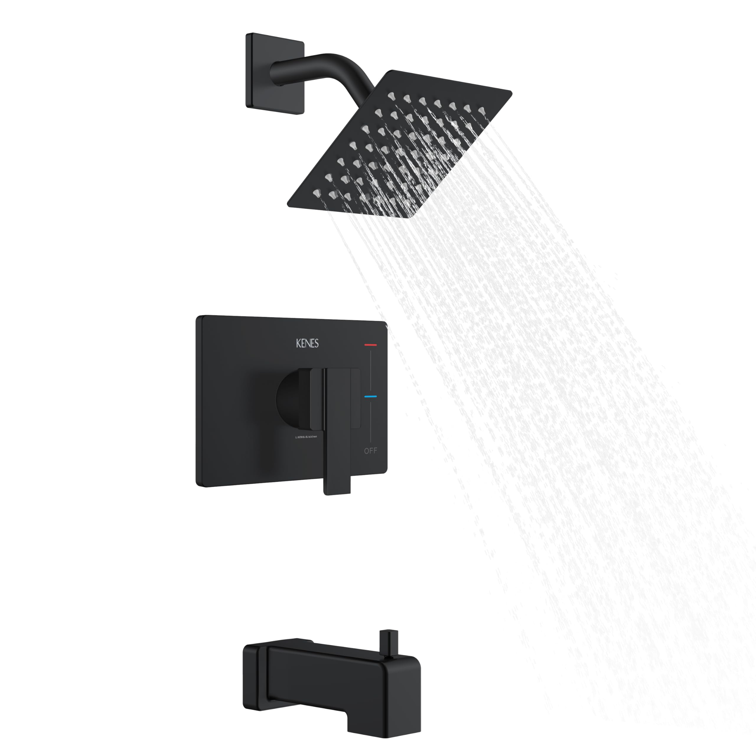 KENES Tub Shower Faucet Set Complete, Matte Black Tub and Shower