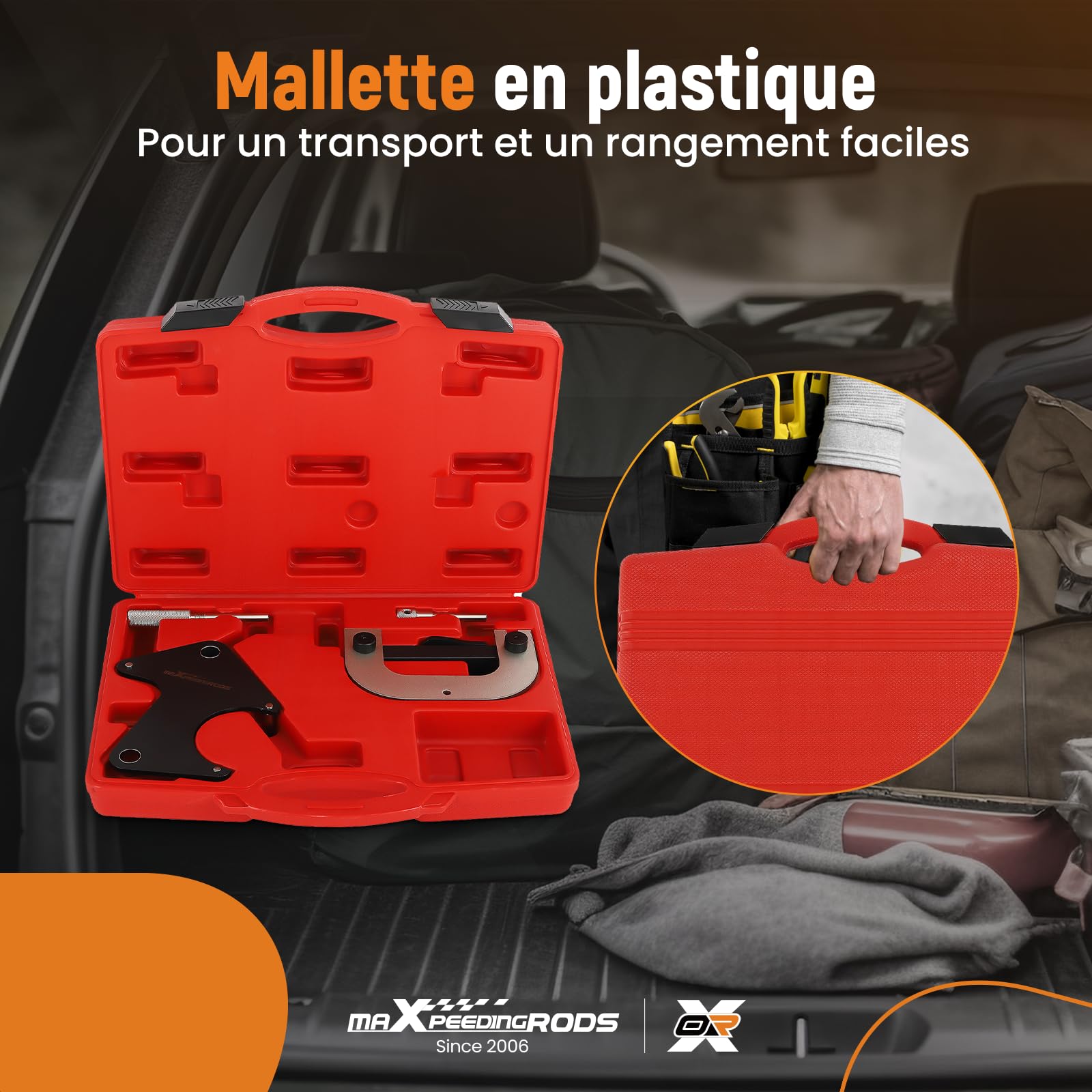 maXpeedingrods Outil de réglage moteur, d'arbre à cames pour Renault Clio/Laguna/Megane 1,4 1,6 1,8 2,0 16V ; K4J K4M F4P F4R, pour Espace Scenic MOT 1496 1490 1490-01 1054/861/863 1489 Rouge