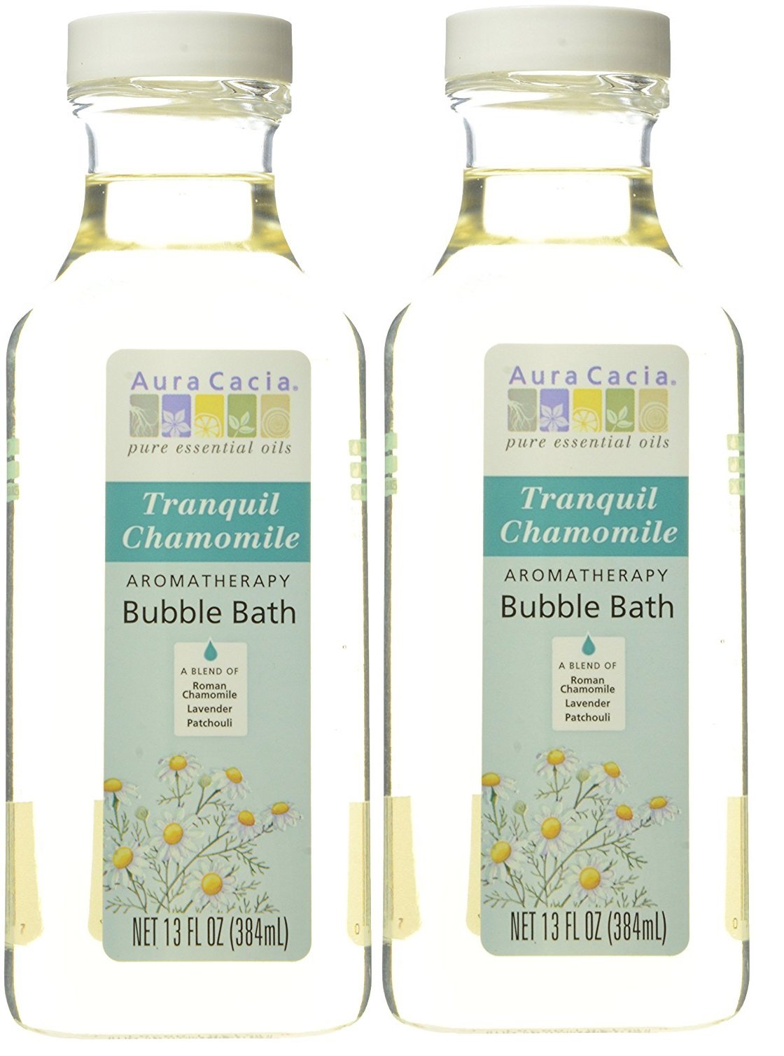 Aura Cacia Chamomile Aromatherapy Bubble Bath (Pack of 2) With Lavender and Patchouli, 13 fl. oz.
