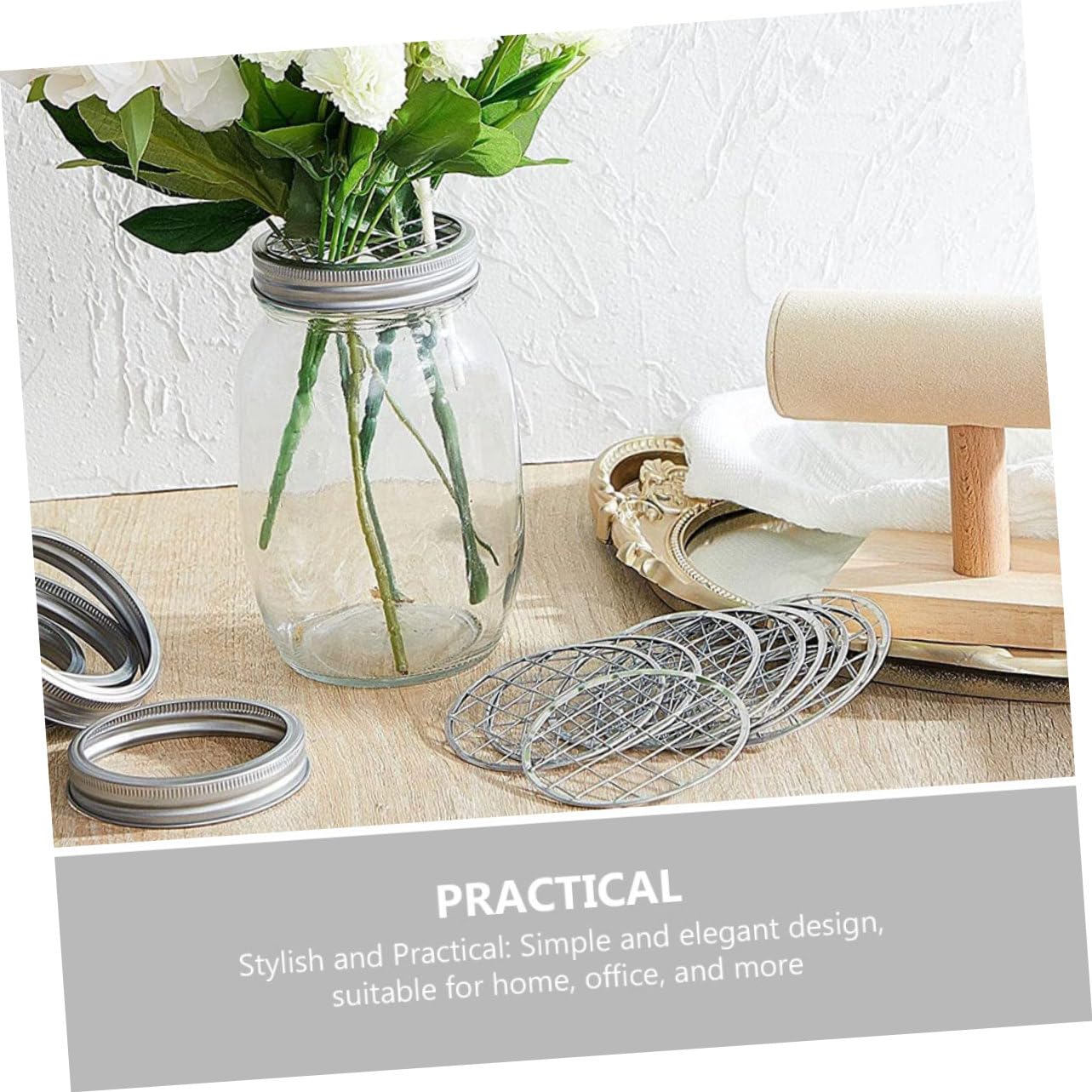 Gatuida 6pcs Stainless Steel Floral Vase Grid Reusable Flower Arrangement Holder for Mason Jars Versatile Pen Holder and Organizer Easy-Clean Floral Grid Panels