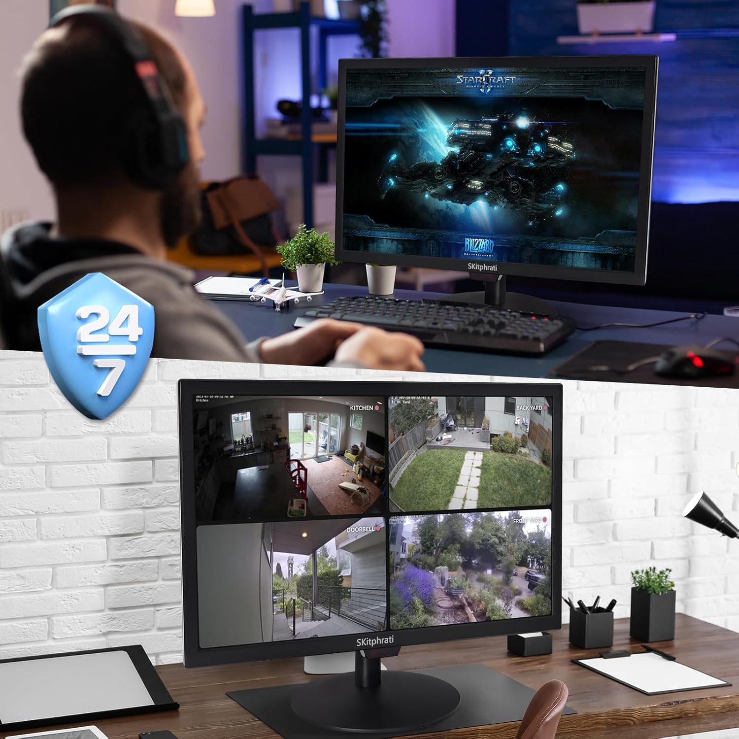 19 Inch HD (1440 x 900) PC Monitor, Computer Monitor with HDMI VGA AV BNC USB Ports, 60Hz, 5Ms, VESA, Build-in Speakers, LED Display for Laptops and Desktops Office Home