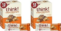 Vista 15 de think! Barras de proteínas, aperitivos altos en proteínas, sin gluten, barra energética sin azúcar con aislado de proteína de suero de leche