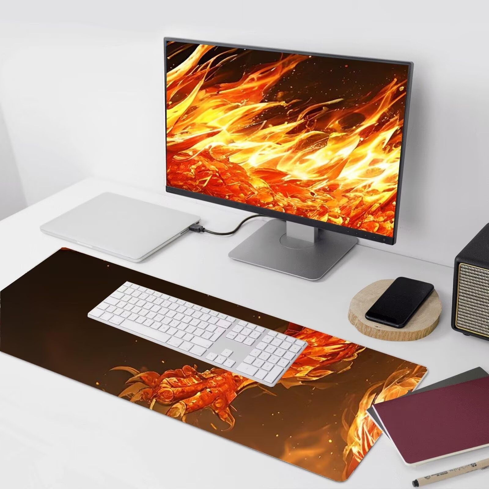 Fantastyczny Smok Podkładka pod mysz XXL 1000 x 500 mm duża podkładka pod mysz, podkładka pod biurko z przeszytymi krawędziami, wodoodporna podkładka pod mysz antypoślizgowa gumowa podstawa, dekoracja