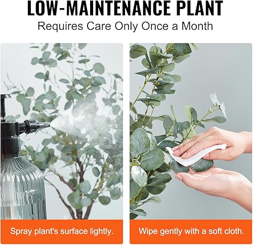 Miniatura 6 de VEVOR Árbol de eucalipto artificial, planta sintética de 6 pies de alto, material de polietileno seguro y protección de inclinación anti-punta,