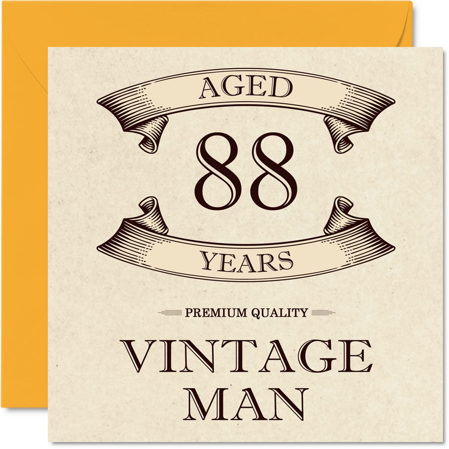 Vintage 88th Birthday Cards for Men - Aged 88 Years - Fun Birthday Card for Grandpa Dad Husband Uncle Brother Grandad, 145mm Greeting Cards, 88th Card
