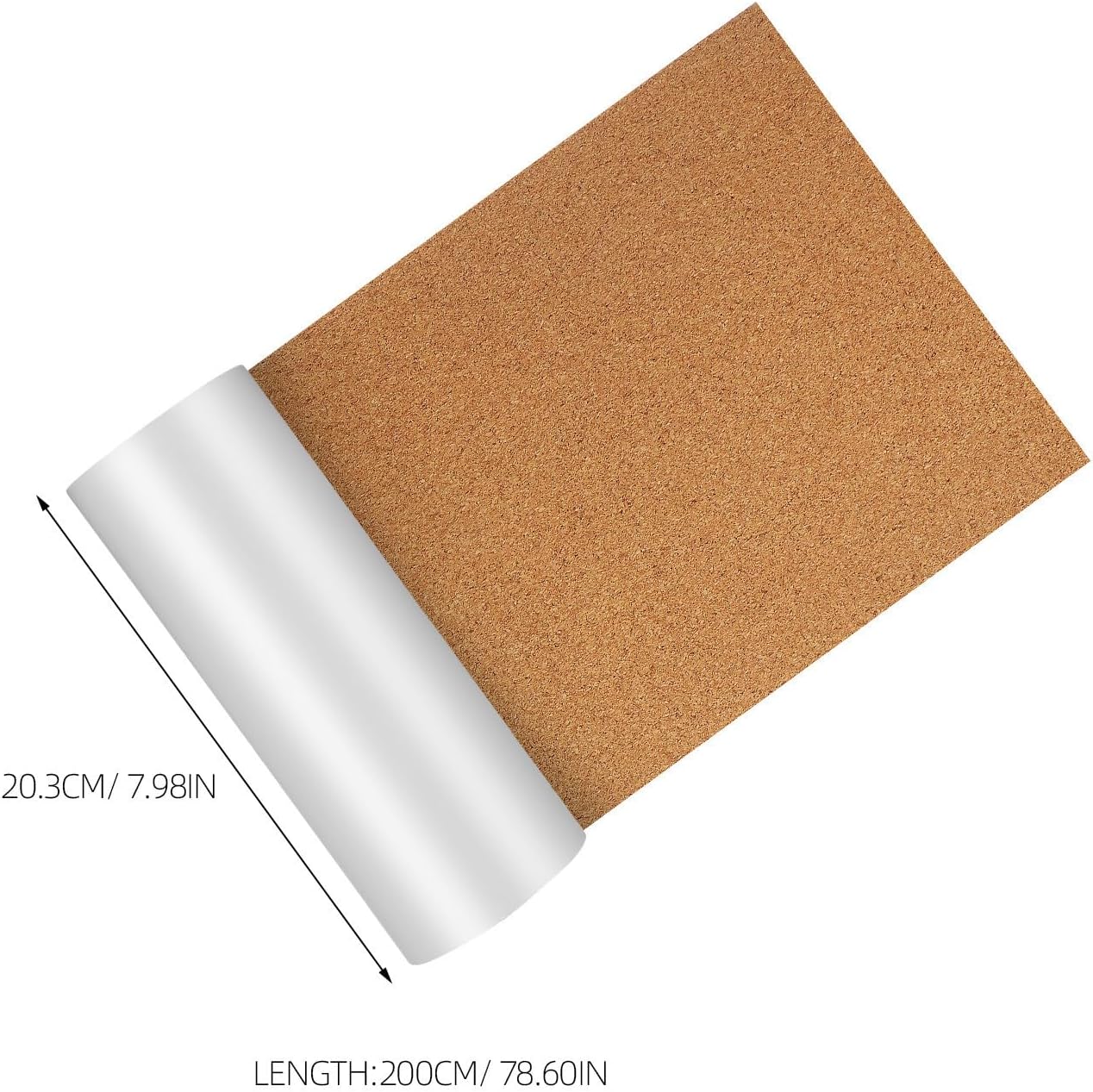 Self-Adhesive Cork Board Roll, Protect Walls from Nail Damage 2 Rolls 20cm X 200cm X 2mm Multipurpose Cork Sheets, for DIY Crafts and Bulletin Boards