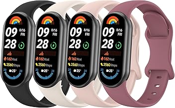 Wanme 4 Pack Straps for Xiaomi Mi Band 9 / Strap Xiaomi Mi Smart Band 8 Women Men, Colourful Silicone Replacement Soft Sports Wristbands