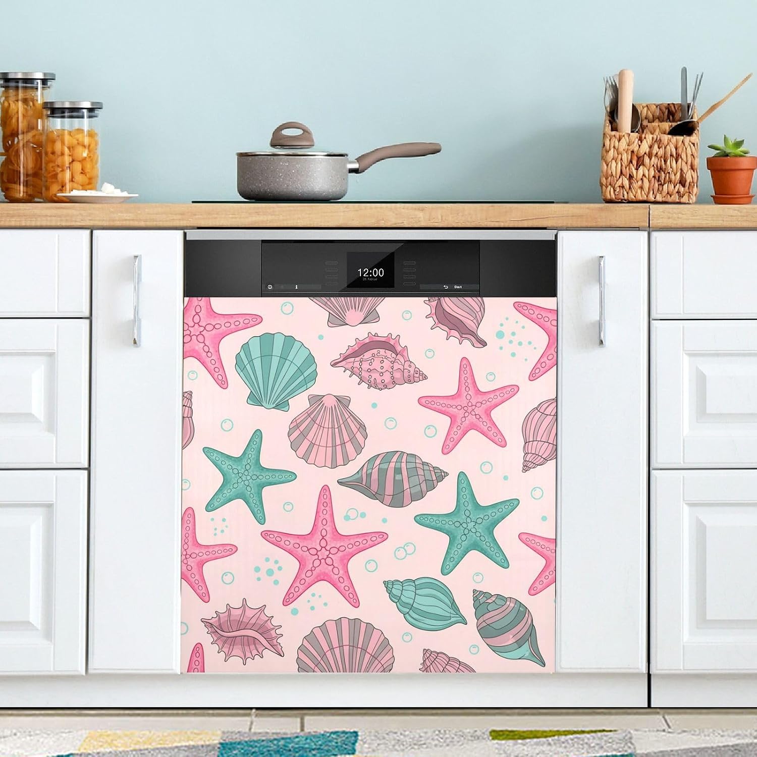 QUGRL Retro Camper Trailers Dishwasher Magnet Cover Front Door Decorative Refrigerator Covers Magnetic Sheet Sticker Wash Machine Fridge Panel Decal for Kitchen Appliance 23x26 in