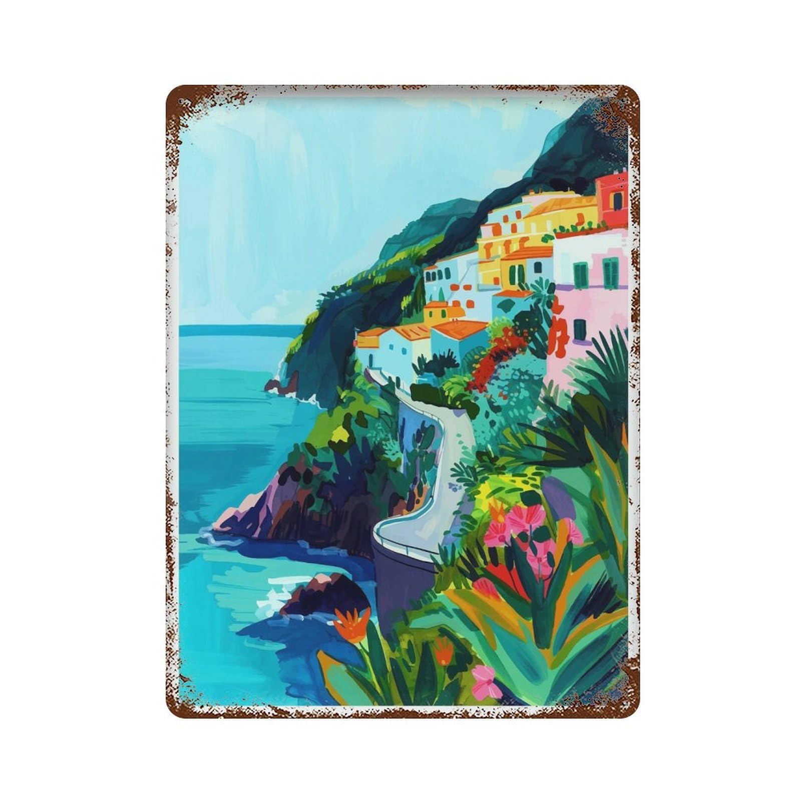 xiaoxiaoshen Amalfi Coast Italy Travel Italian L Wall Decor Art Metal Tin Poster Modern Home Decor Art Home Bar Shop Decorations Vintage Sign 40x30cm
