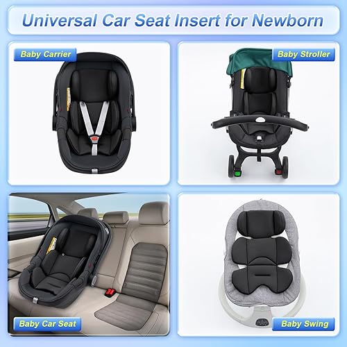 Miniatura 7 de Inserto de asiento de automóvil infantil para Doona, soporte de cabeza de asiento de automóvil de bebé ultra grueso, cojín de malla transpirable