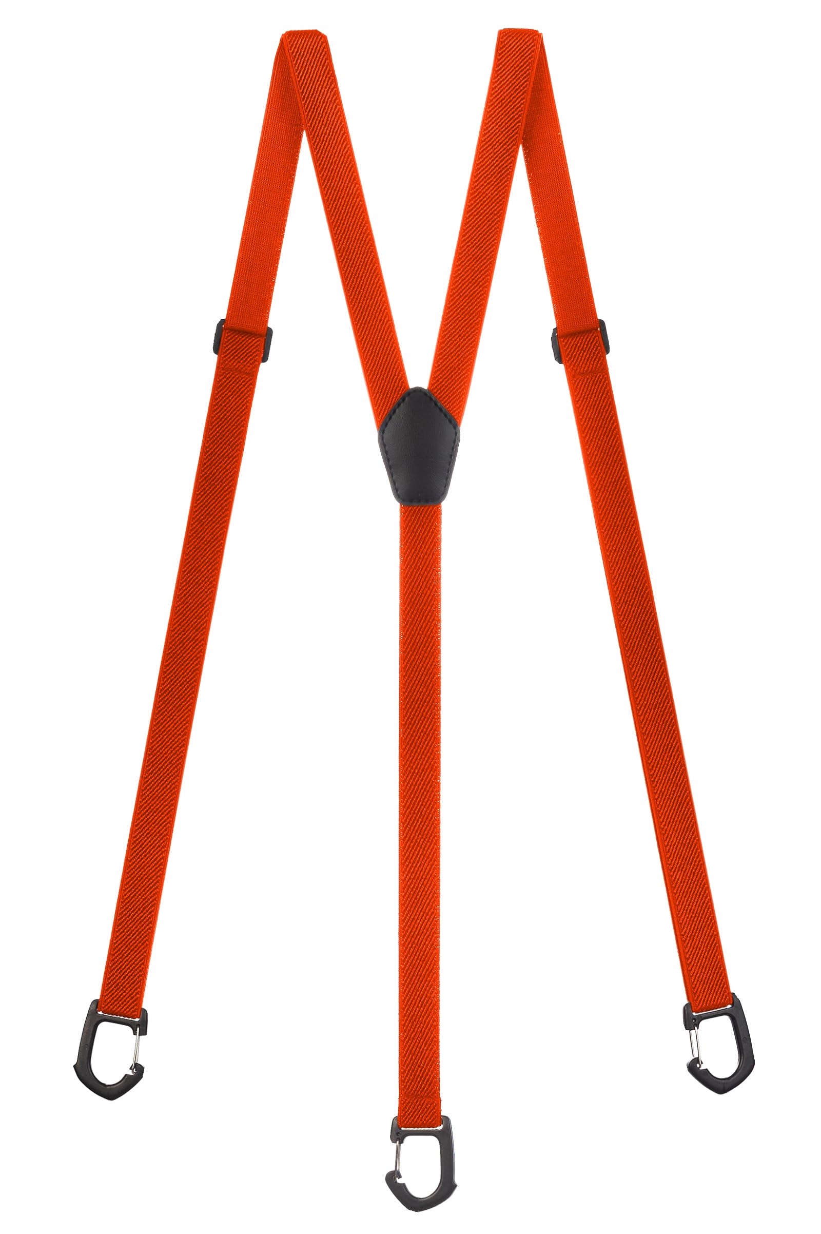 Olata Skinny Y-Shape Braces/Suspenders with Plastic Carabiner Clips - 2cm. Orange