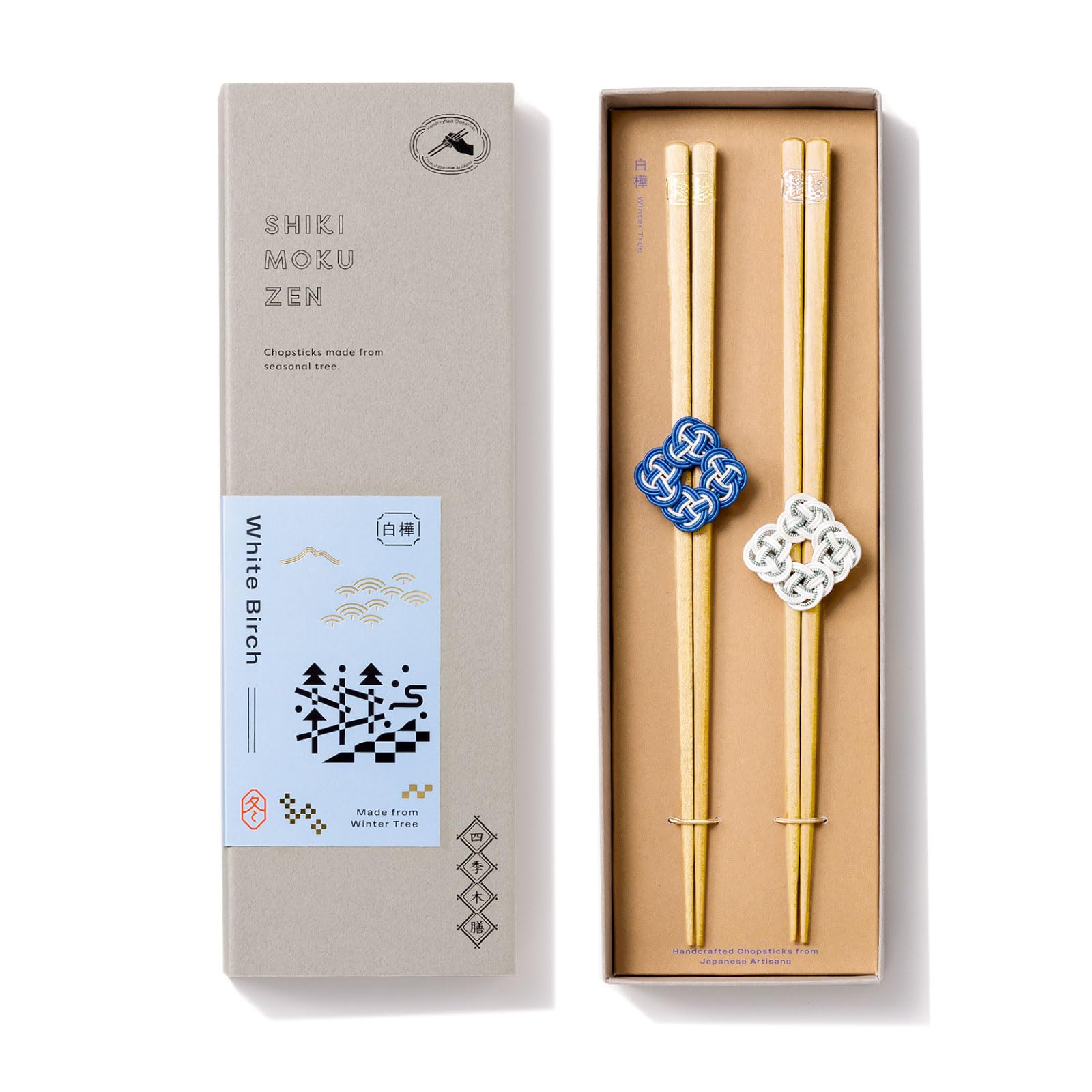 Iroha Publishing Chopsticks 2-piece Set Four Seasons Wood Tableware Winter/White Birch L-GSKM-2S-04 : Home & Kitchen
