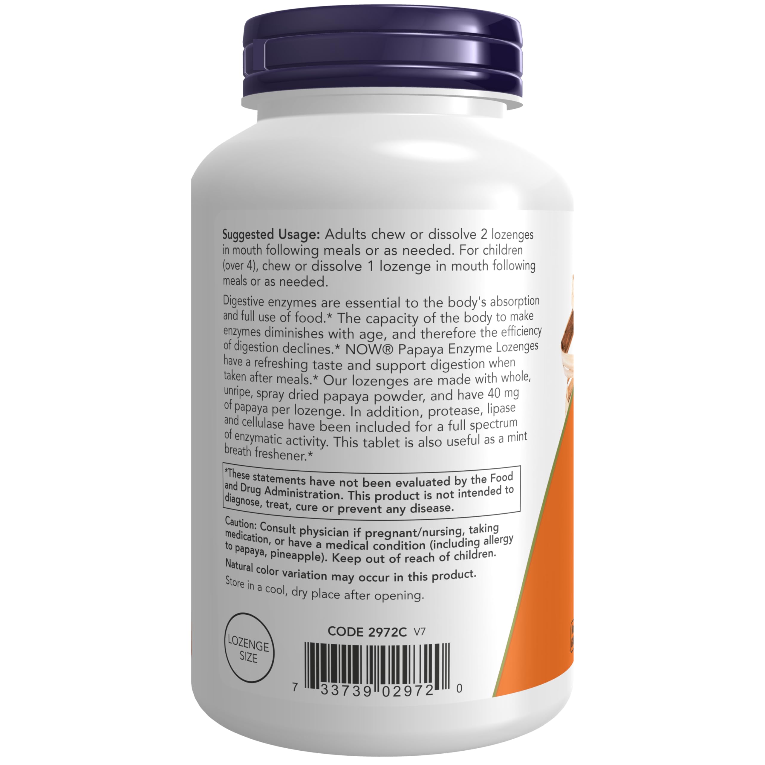 NOW Supplements, Papaya Enzyme, Mint & Chlorophyll, 360 Chewable Lozenges — Amazon image 3