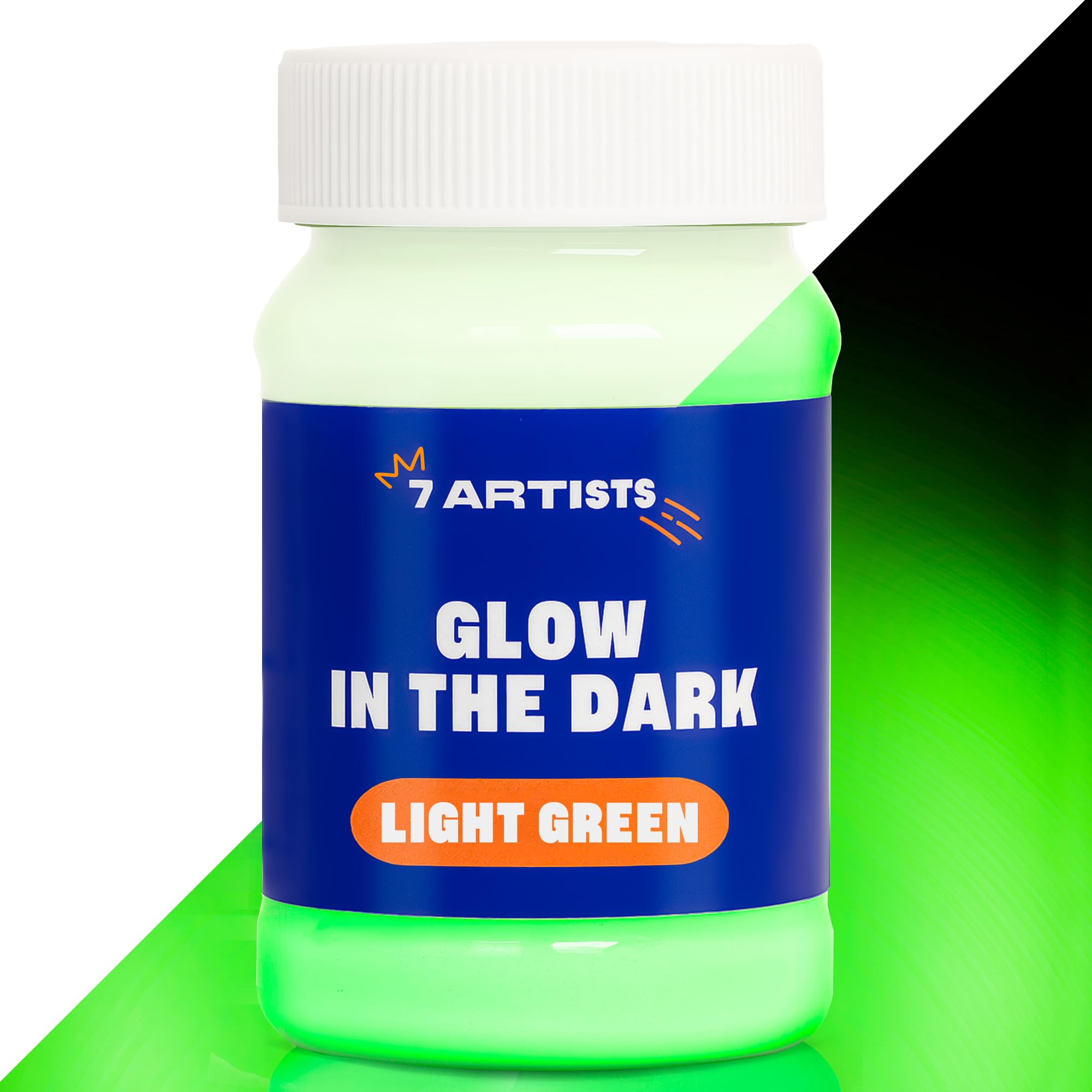 7 Artists Glow in the Dark Paint Light Green 100 ml – Fluorescent Paint Acrylic for Canvas, Wood and Paper | Phosforescent, Neon, Luminous Piants for Art, Crafts, Festivals and Decoration
