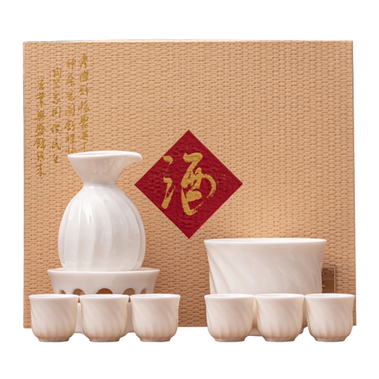 Juego de sake de porcelana ZEMMAL, el regalo ideal de 9 tazas con calentador