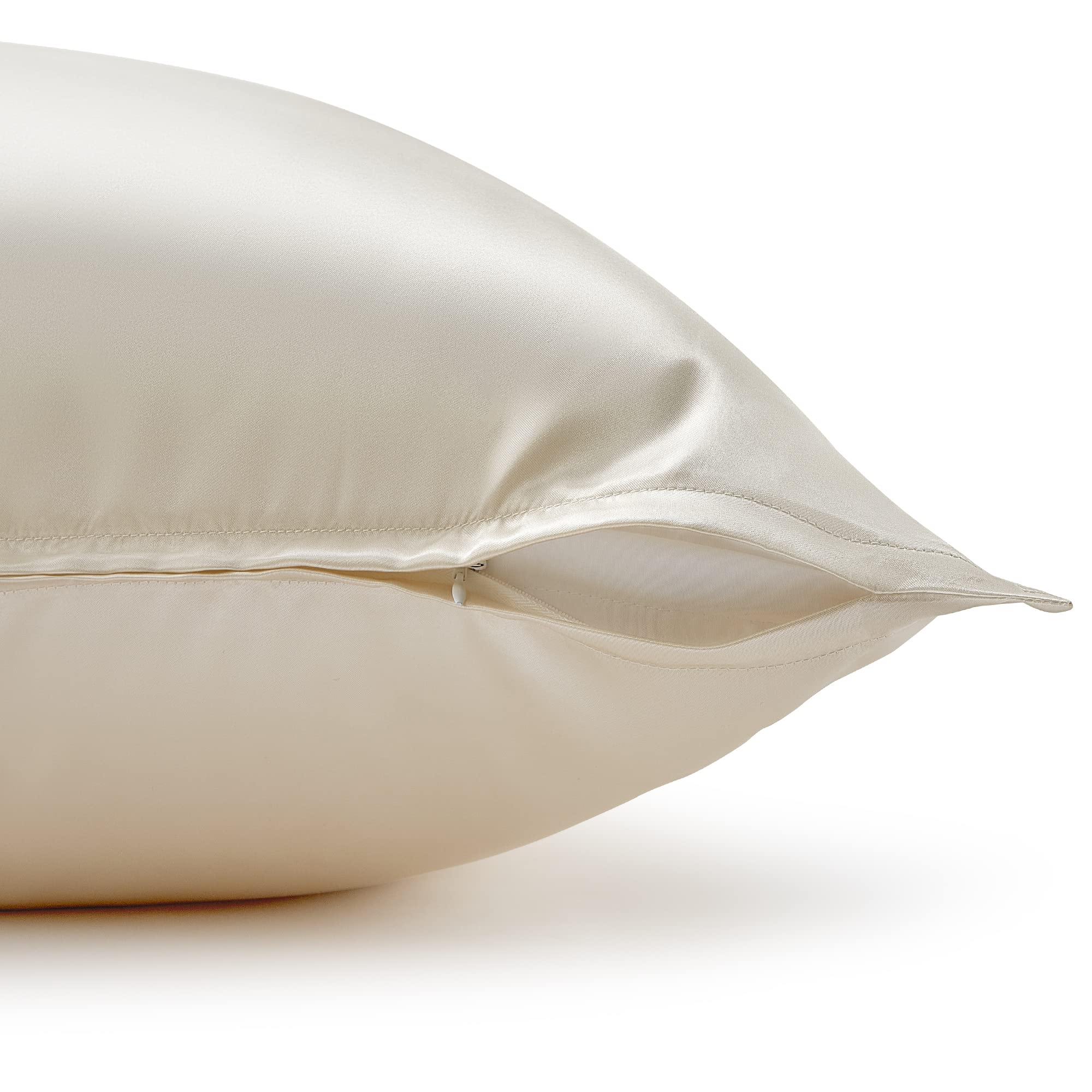 Set 2 Federe Cuscino 40x70 In Raso | Effetto Seta | Chiusura A Busta | Beige E Morbide