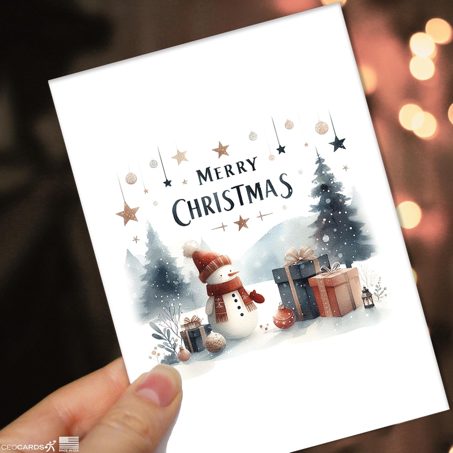Merry Christmas Cards for Business & Family (Snowy) Bulk Greeting Card Set Pack of 18 Holiday Cards with Envelopes (5x7 inch - A7) Great for Office, Work, Employees & Clients H2410