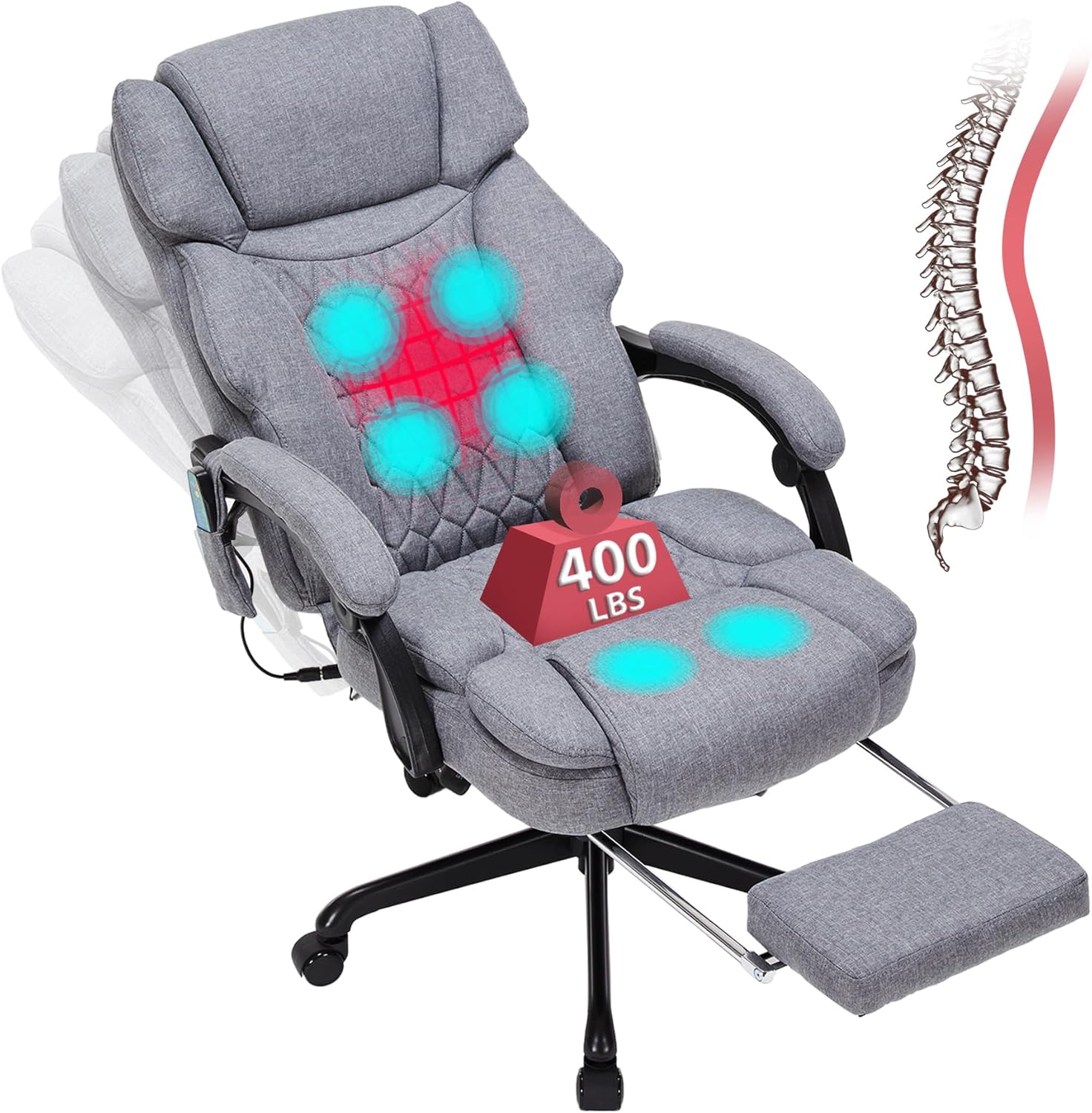 Points Massage Office Chair with Heat,Reclining South Korea Ubuy