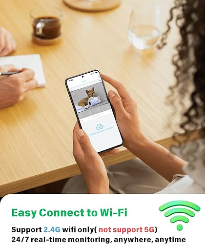 Miniatura 3 de Cámara inalámbrica para gatos para interiores, cámara Wi-Fi HD de 2K con control de aplicación, detección de movimiento, visión nocturna automática,